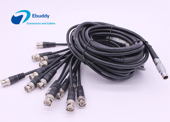Mâle des cables électriques de Lemo FGG 3B 14pin aux câbles masculins de BNC pour le dispositif de détection