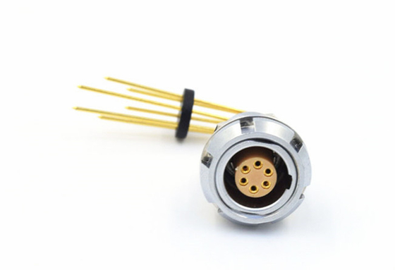 goupilles de circuit imprimé de coude des connecteurs ECG de série de 6pin Lemo B avec la réparation de 2 écrous