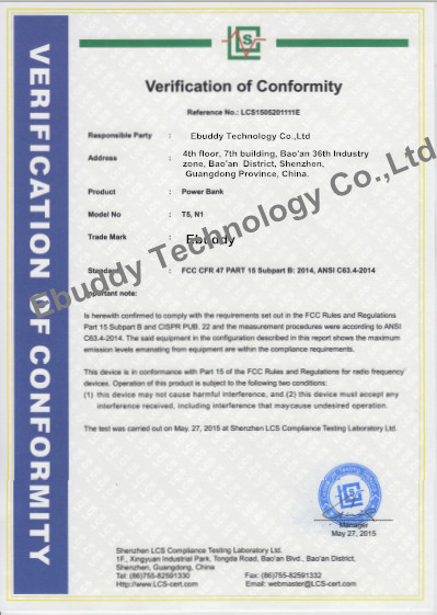 LA CHINE Ebuddy Technology Co.,Limited certifications